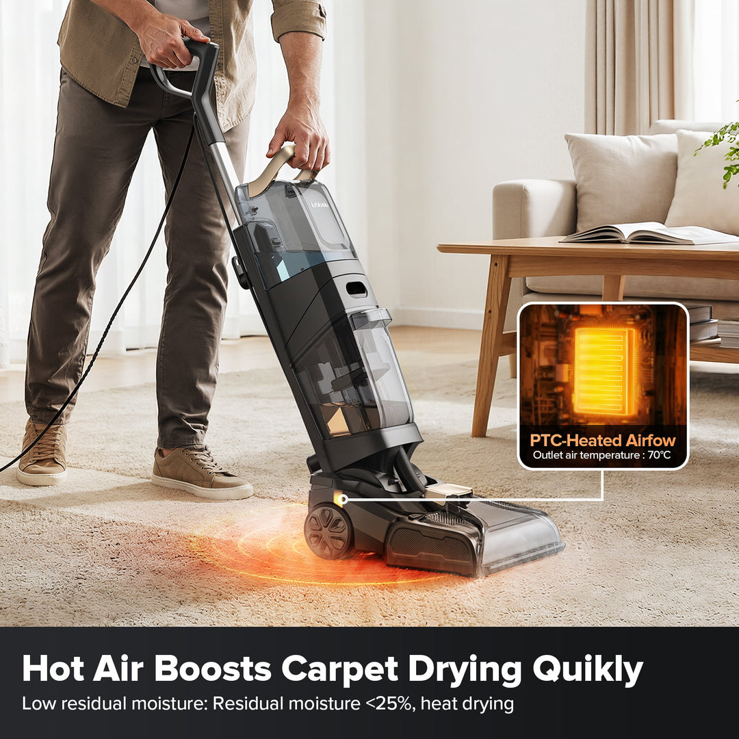 Limpiador de alfombras lubluelu X3 con motor de 1000 W, sistema de doble cepillo y limpieza 2 en 1.