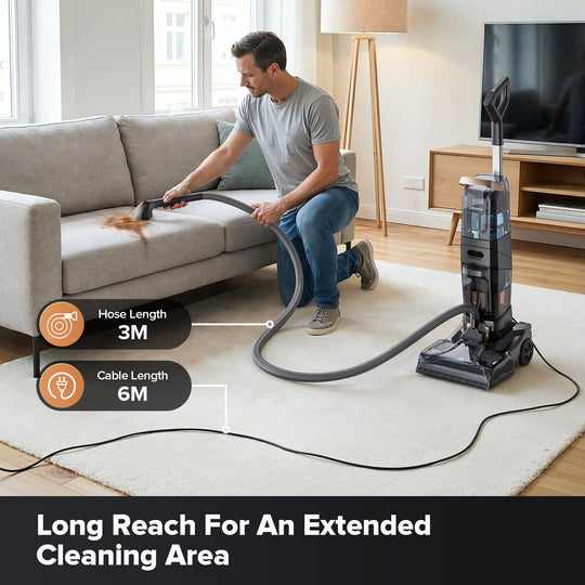 Limpiador de alfombras lubluelu X3 con motor de 1000 W, sistema de doble cepillo y limpieza 2 en 1.