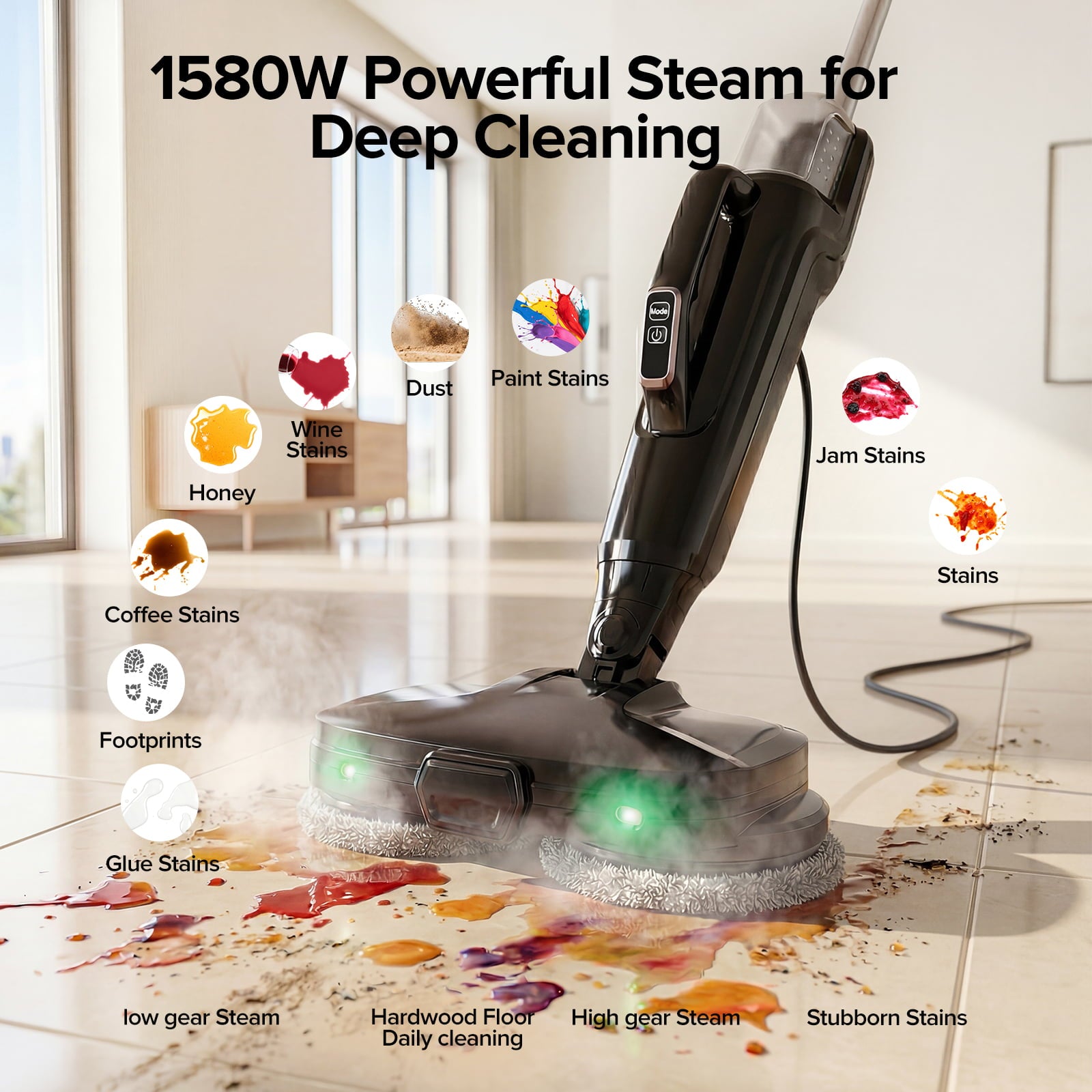 lubluelu Multi-Function Steam Mop with Advanced Floor Care