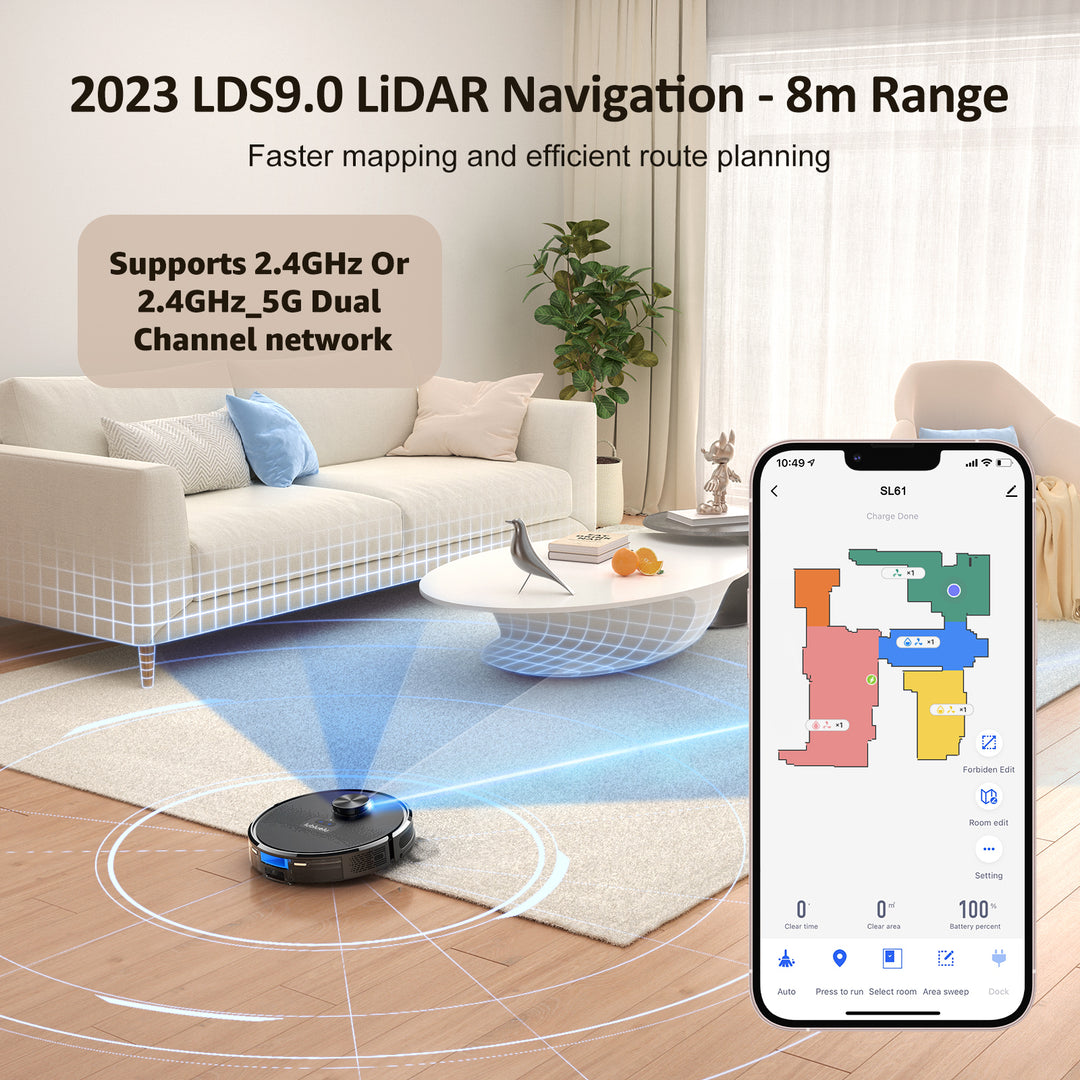 Lefant LDS M1 Robot Vacuum Cleaner Sweep Mop Lidar Navigation Real-time Map  No-go Zone Area APP Control for Hard Floors Pet Hair