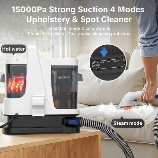 lubluelu V9 Portable Upholstery & Spot Cleaner - Cold, Hot & Steam Modes
