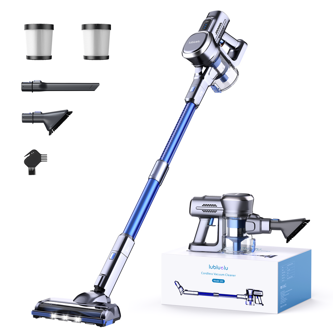lubluelu 202 self-standing rechargeable cordless vacuum cleaner with ultra powerful suction