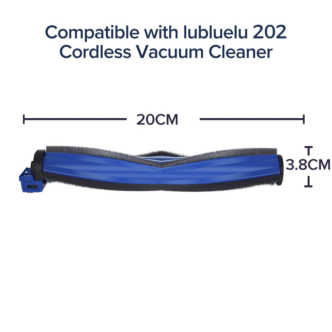A roller brush accessory compatible with lubluelu 202 cordless vacuum cleaner, predominantly blue in color with black ends.