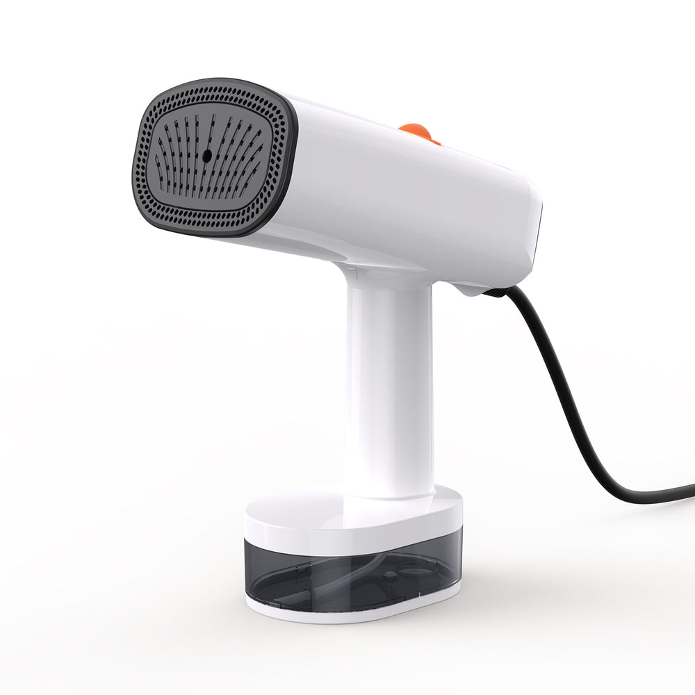 Handheld garment steamer on a white background
