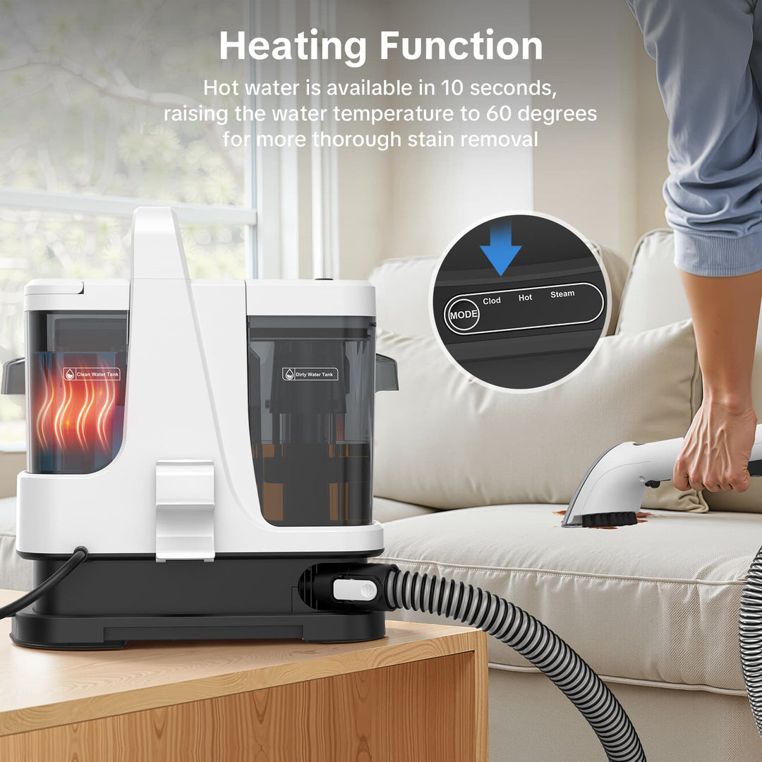 Lubluelu V9 Przenośny, głęboki środek czyszczący do dywanów i tapicerki – tryby pracy na zimno, na gorąco i parowo