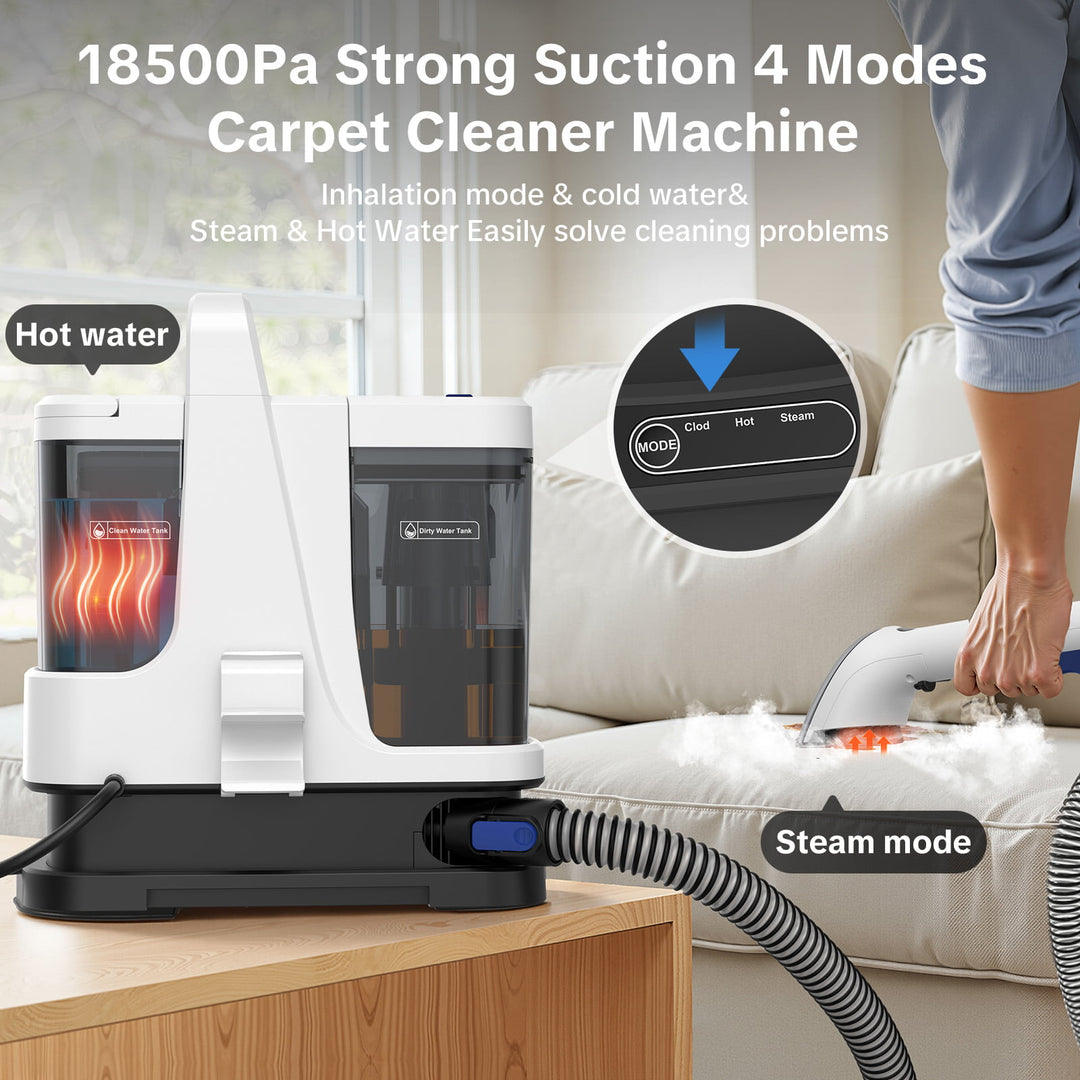 lubluelu V9 Portable Upholstery & Spot Cleaner - Cold, Hot & Steam Modes