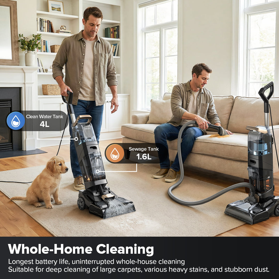 Limpiador de alfombras lubluelu X3 con motor de 1000 W, sistema de doble cepillo y limpieza 2 en 1.