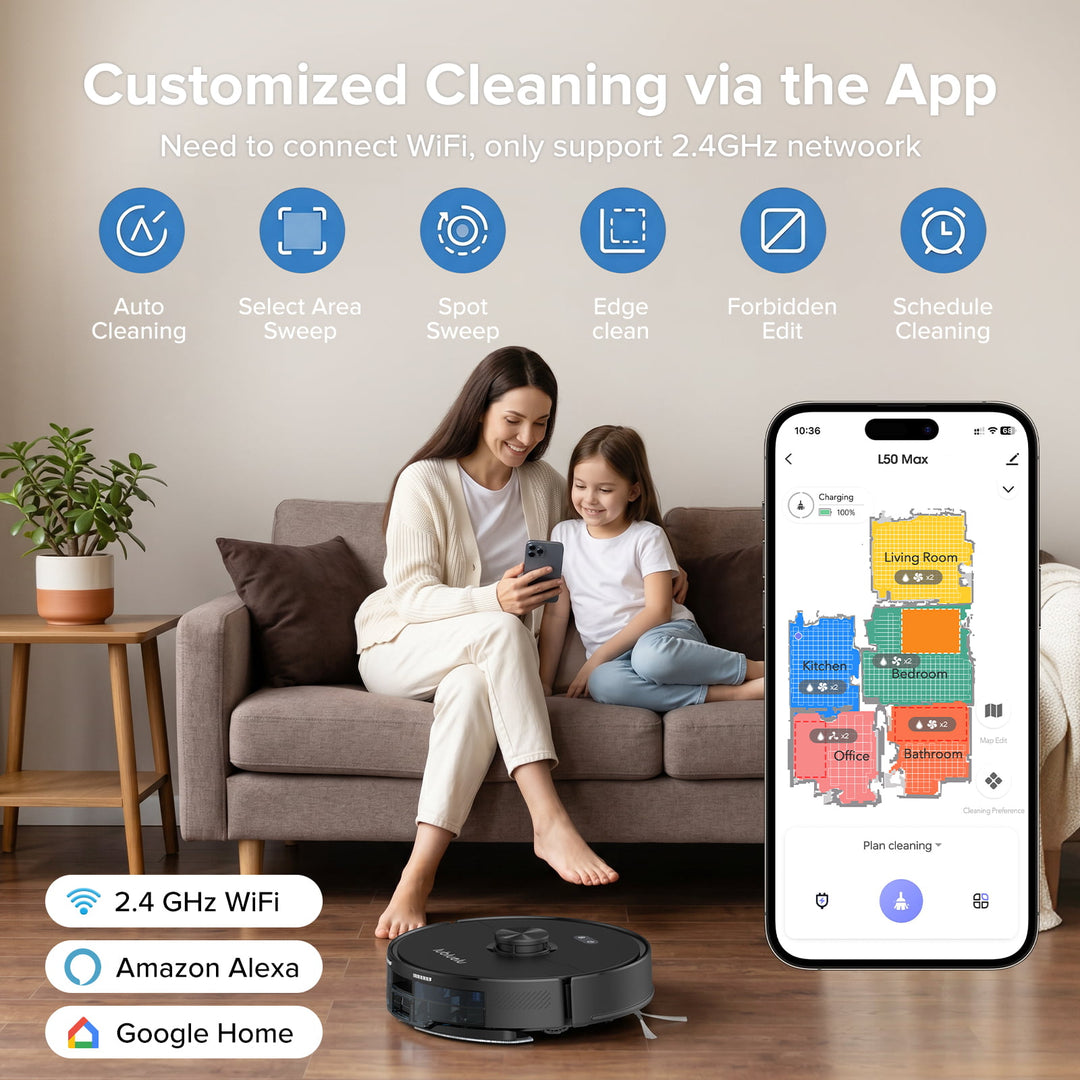 lubluelu LAspirateur robot 50 Max–7500 Pa avec double système anti-enchevêtrement