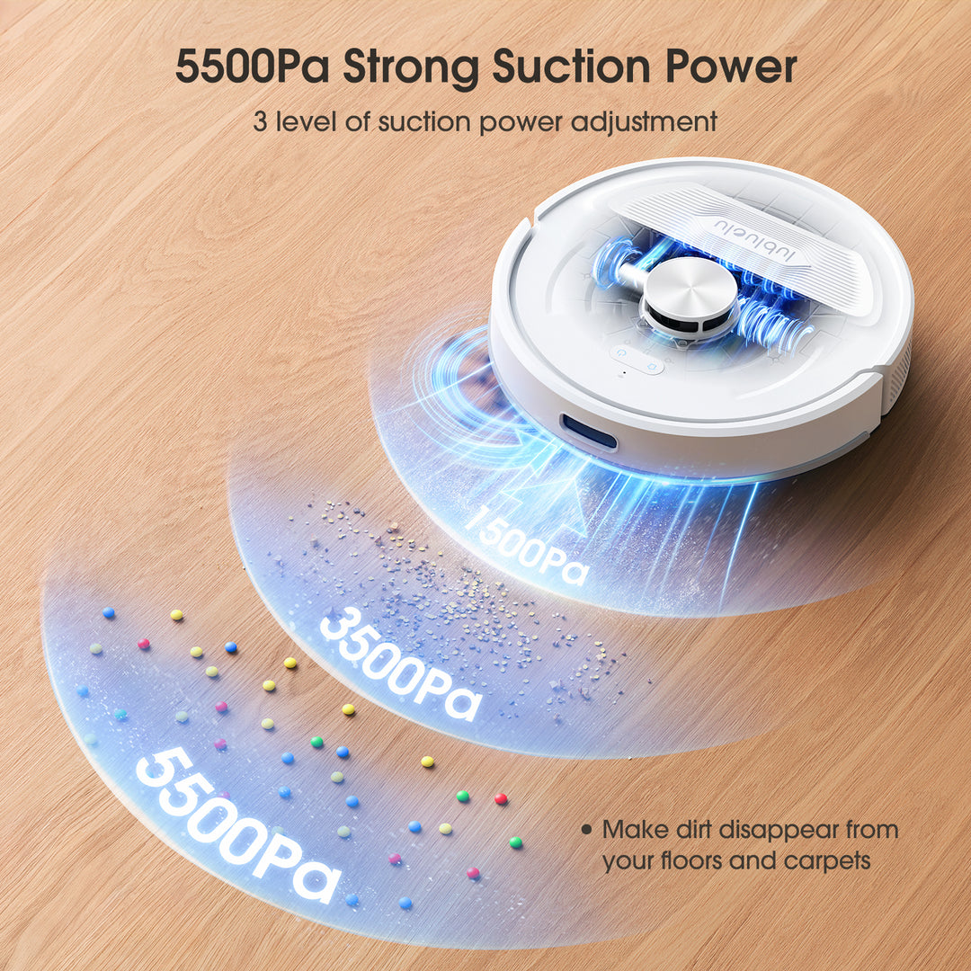 5500Pa Strong Suction Power 3 level of suction power adjustment.