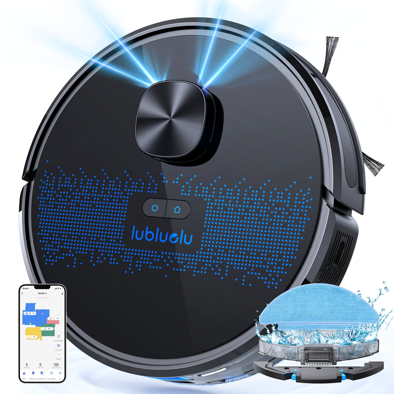 Lubluelu SL60D 黒 lubluelu SL60D 4000Pa LIDAR Navigation Robotic Vacuum