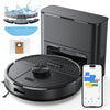 SL68 Plus Robotic vacuum cleaner with attachments and smartphone app on a white background