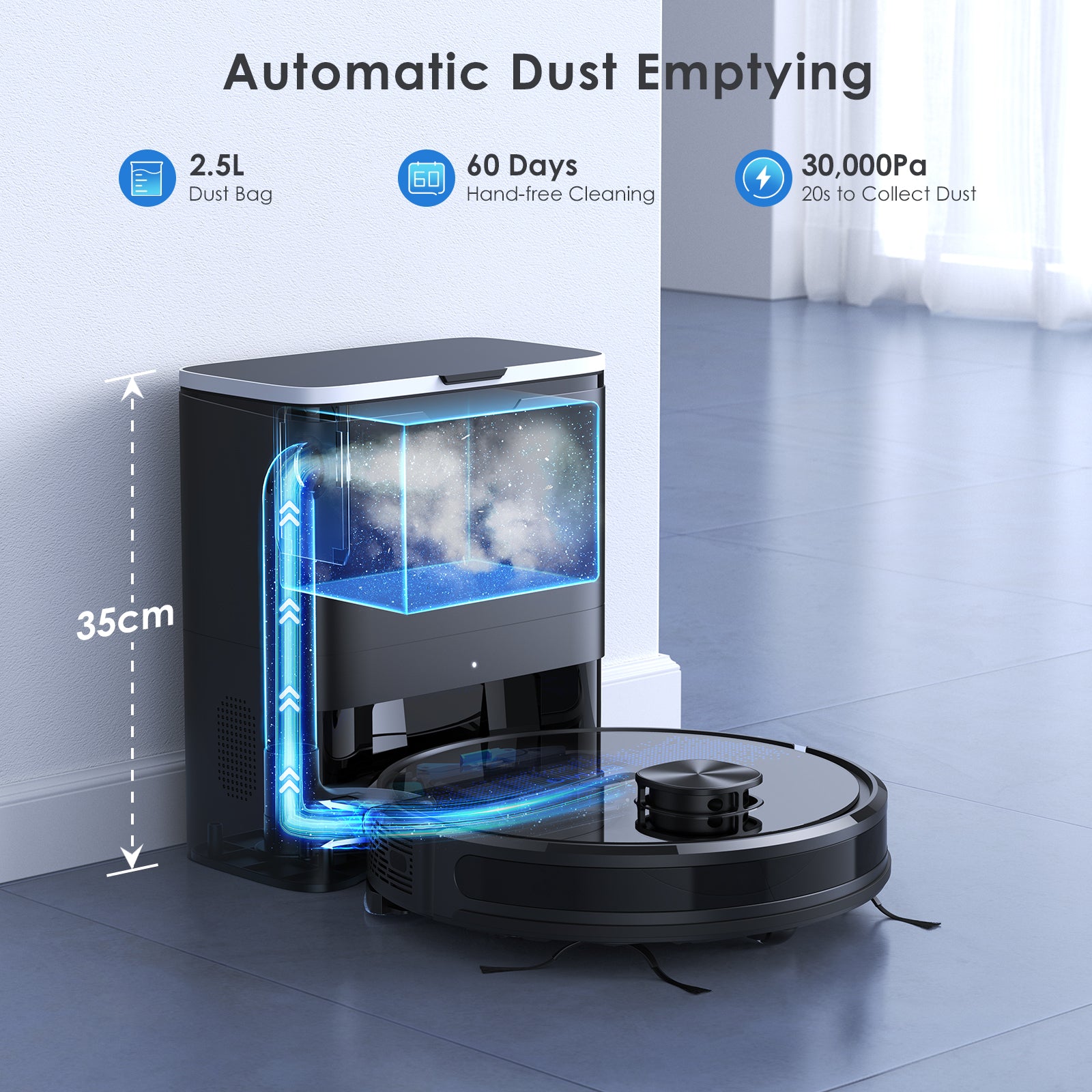 SL60 Plus Self-Emptying Robot Vacuum | 4000Pa, LDS Navigation