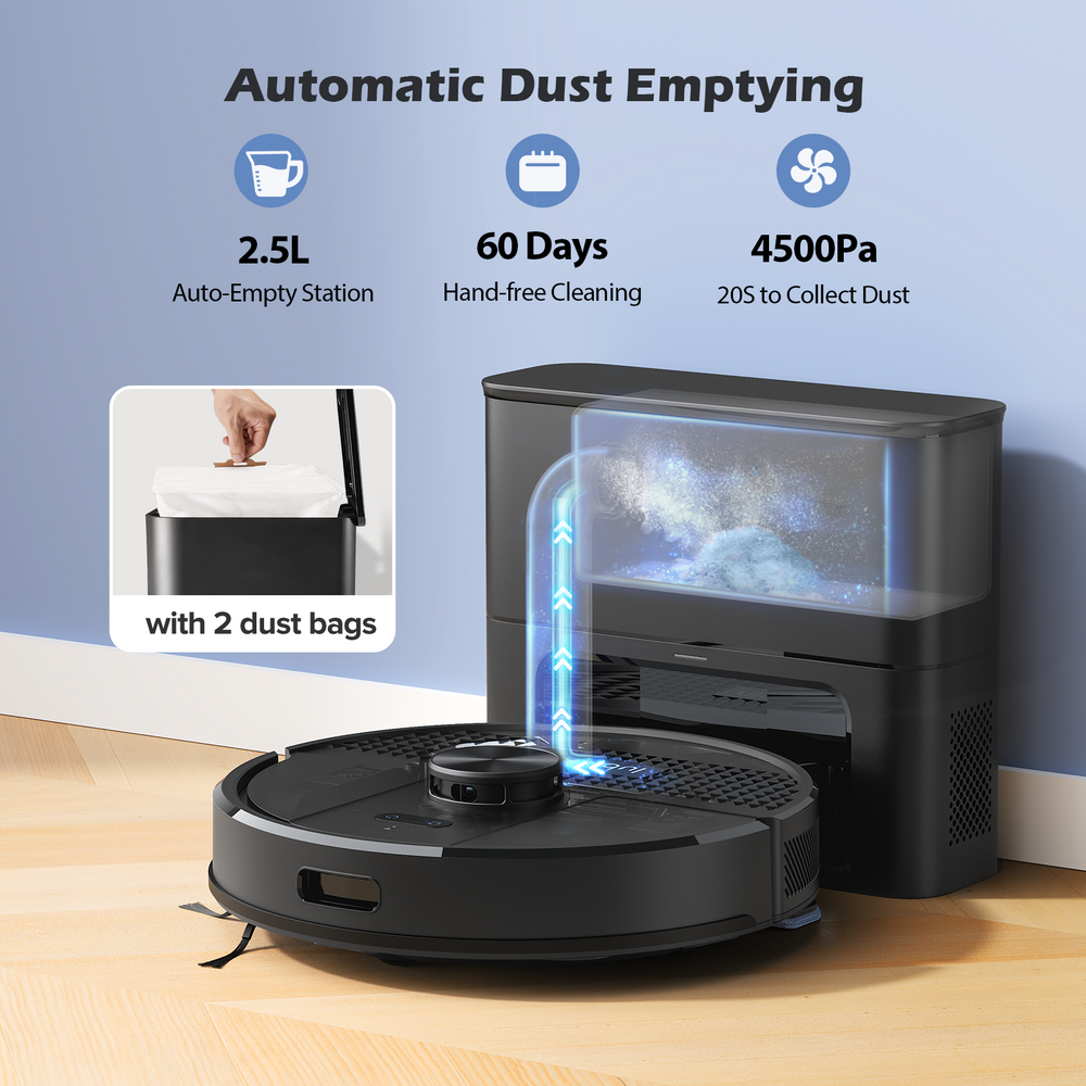 lubluelu SL68 Plus - Robot aspirapolvere SL68 con 2,5L Stazione di aspirazione automatica