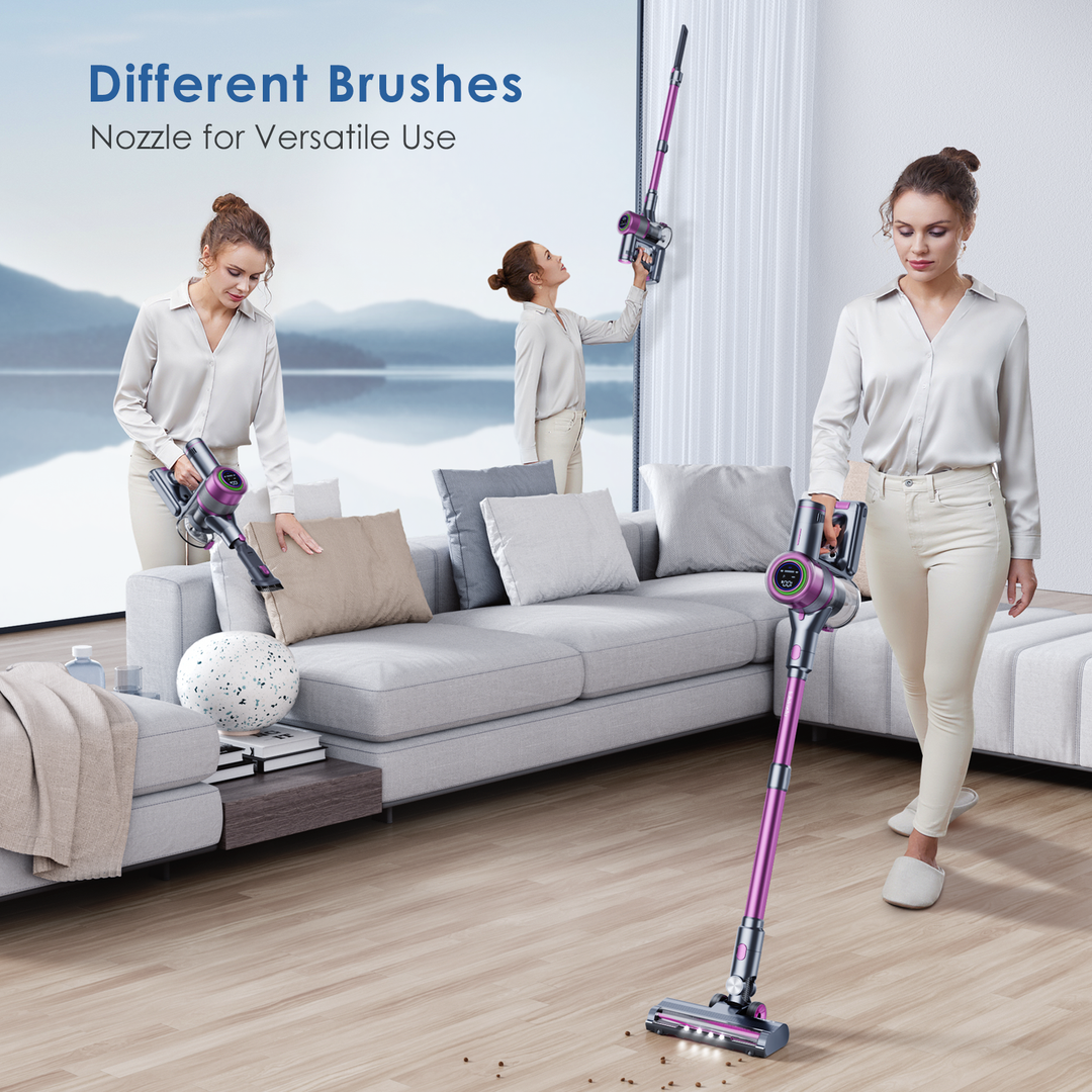 Lubluelu Mate40 - Cordless Vacuum Cleaner with LED Touch Screen & 25Kpa Powerful Adjustable Suction EU / Light Rose / 1 VAC